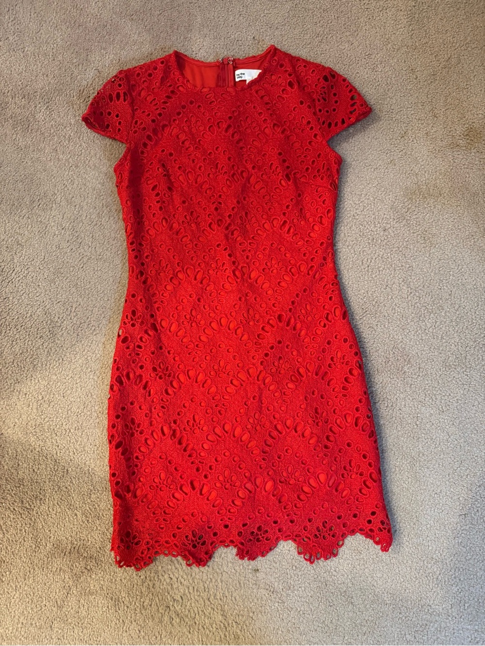 By The Way - Red Sheath Lace Cap-Sleeve Mini Dress